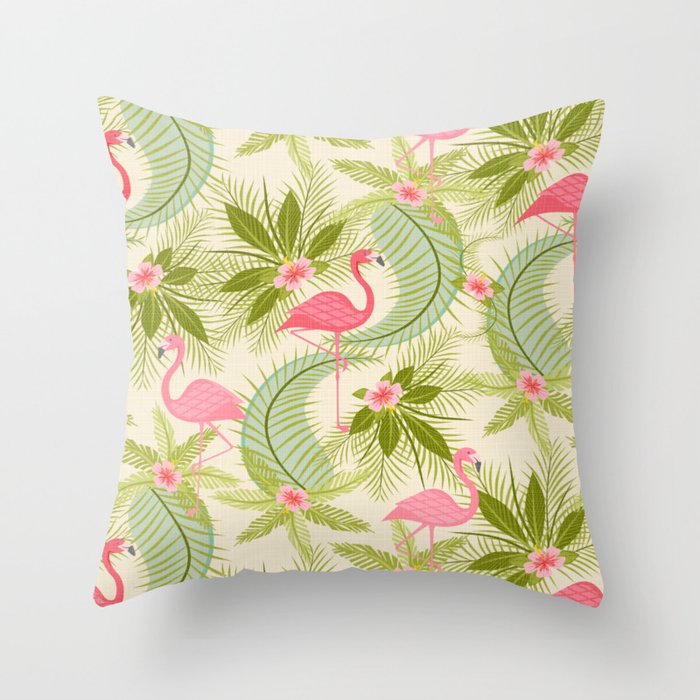 Flamingo Paradiso Throw Pillow