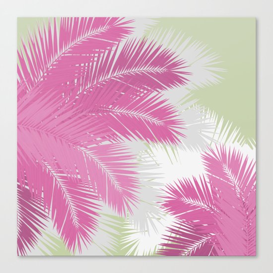 PINK TROPICAL PALM TREES Canvas Print