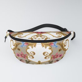Seamless pattern flowers and golden baroque Fanny Pack