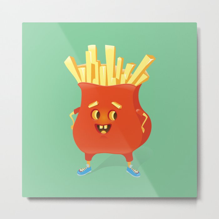 Happy French Fries Metal Print