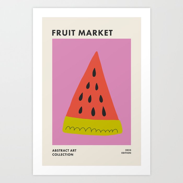 Fruit Market Retro Pink Kitchen Art 3 Art Print
