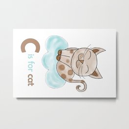 C is for Cat, children alphabet for kids room and nursery Metal Print