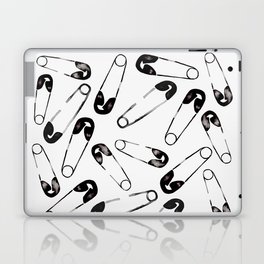 Safety pins black and white watercolor pattern Laptop & iPad Skin