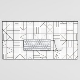 Grid Lines black and white Desk Mat