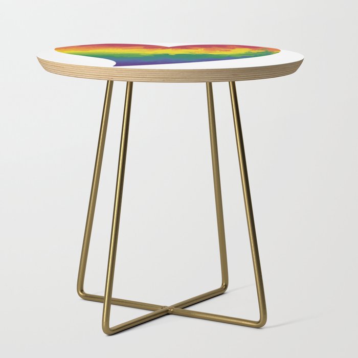 Rainbow Painted Hearts Side Table