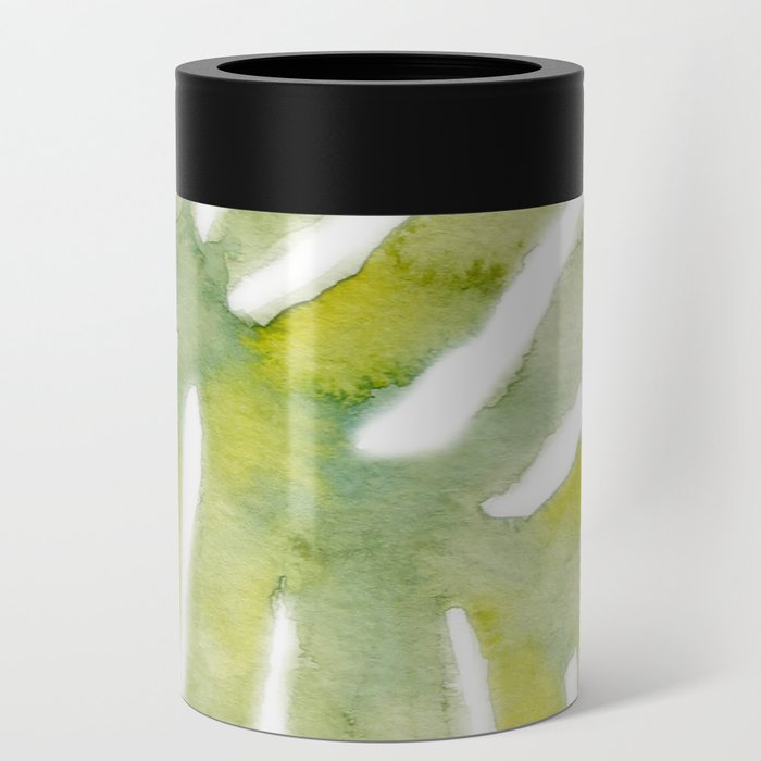 Large Watercolor Tropical Leaf Can Cooler