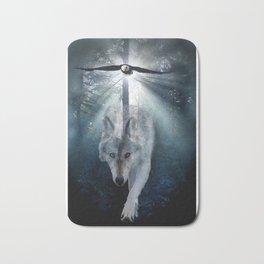 The Gathering - Wolf and Eagle Bath Mat | Clangathering, Peace, Spiritualleader, Graphicdesign, Clans, Firstnations, Wolves, Timberwolf, Respect, Nature 