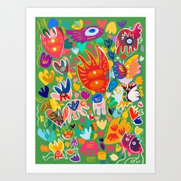 Welcome May Abstract Graffiti Nature and Flowers Pattern Art Print