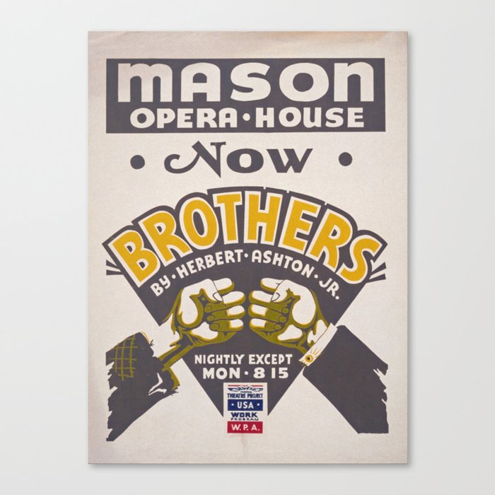 Mason Opera House Brothers By Herbert Ashton Jr USA Federal Theatre Project Wpa Canvas Print