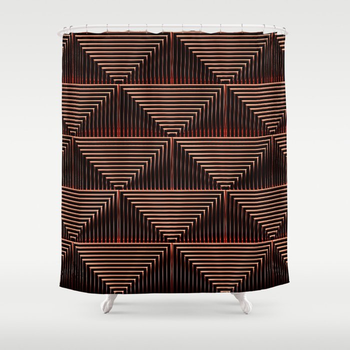 Mesmerizing Squares Red - Art Deco Pattern Shower Curtain