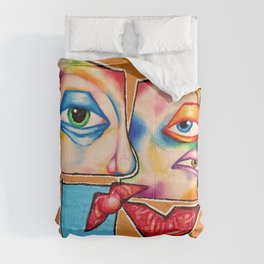 colorful abstract face Comforter