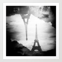 Vintage Black and White Film Photograph of the Eiffel Tower in Paris, France Art Print