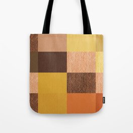 Fall Mustard Orange Golden Brown Checkered Gingham Patchwork Color Tote Bag
