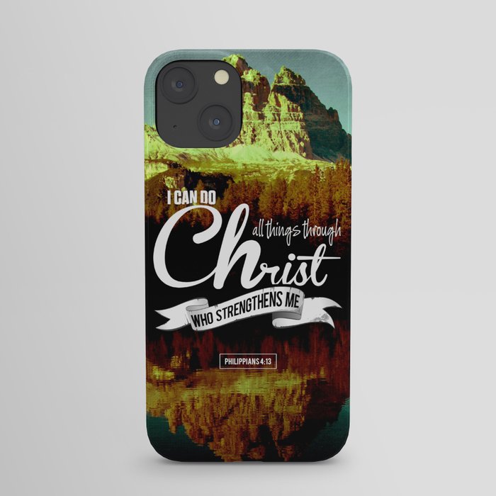 Typography Motivational Christian Bible Verses Poster - Philippians 4:13 iPhone Case