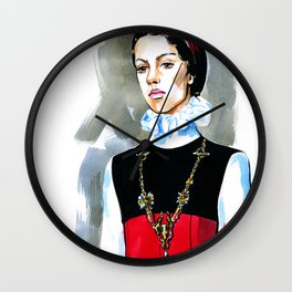 fashion #53: girl with a heavy necklace on her neck Wall Clock