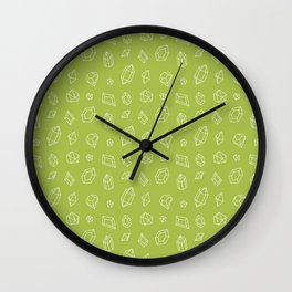 Light Green and White Gems Pattern Wall Clock