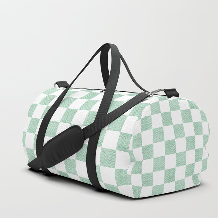 Elegant Teal Silver Glitter Chevron Checkers Pattern Duffle Bag