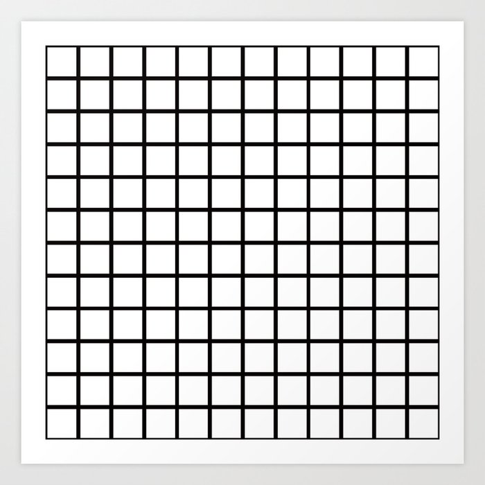 Simply Minimalistic Grid Line Pattern - Black & White - Mix & Match with Simplicity of Life Art Print