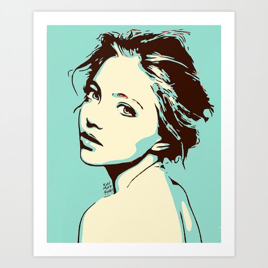 Blue Girl Looking Over Shoulder Portrait Digital Art Vector Illustration Art Print By Kaimatsuri Society6
