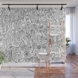 Graffiti Black and White Pattern Doodle Hand Designed Scan Wall Mural