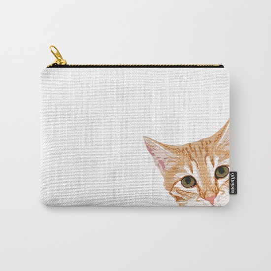 Peeking Orange Tabby Cat - cute funny cat meme for cat ladies cat people Carry-All Pouch