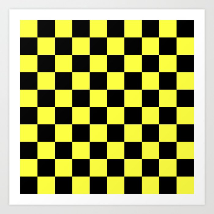 Yellow Checkerboard Pattern Art Print 