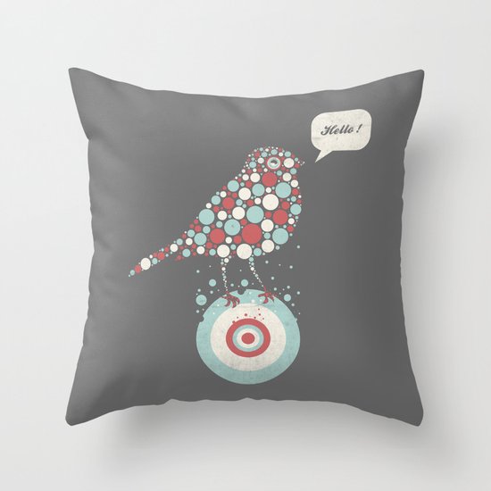 Bubble-Bird Throw Pillow