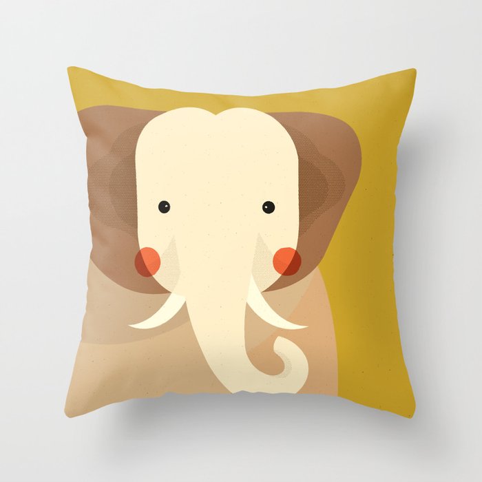 Elephant, Animal Portrait Throw Pillow
