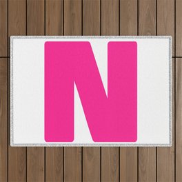 N (Dark Pink & White Letter) Outdoor Rug