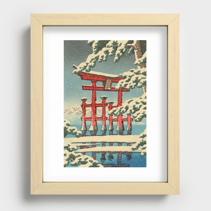 Miyajima shrine in Snow Recessed Framed Print