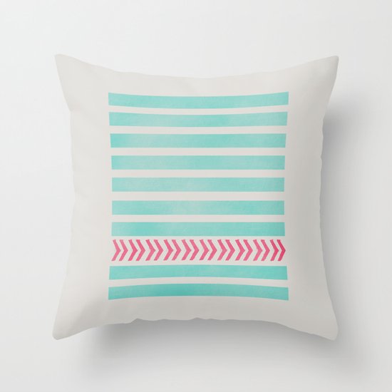 STRIPES AND ARROWS - PINK & BLUE Throw Pillow by Allyson Johnson Society6