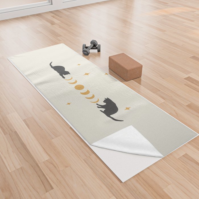 Cat and Moon 3 Yoga Towel