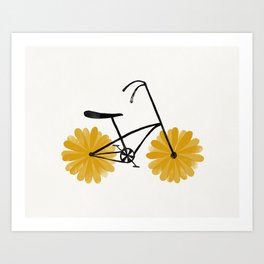 Flower Powered Bike Yellow Daisy Art Print
