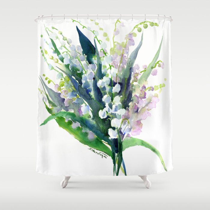 Lilies of the Valley, spring floral design flowers sring design wood flowers Shower Curtain