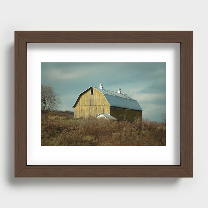 Aged Barn Along the NY Road Rural Landscape Photograph Recessed Framed Print