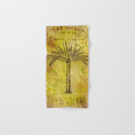Vintage Journey palmtree typography travel collage Hand & Bath Towel