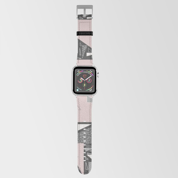 Geometrical pink gray black silver glitter triangles  Apple Watch Band