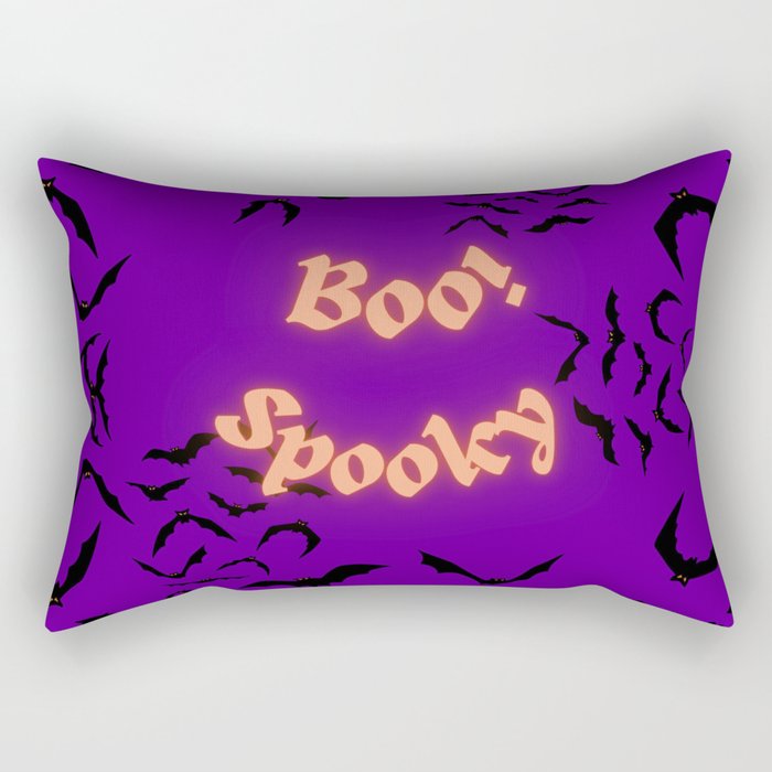 Halloween bats, spooky boo on purple background. Rectangular Pillow