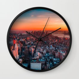 New York Colorful Sunset Wall Clock