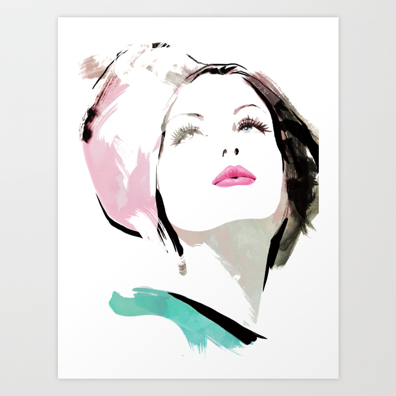 Woman With Hat Portrait Fashion Painting Fashion Iilustration