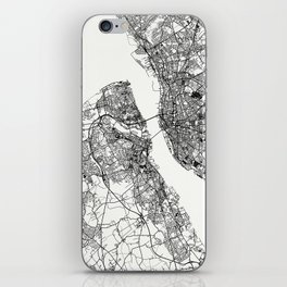 Birkenhead, England - Black and White City Map iPhone Skin