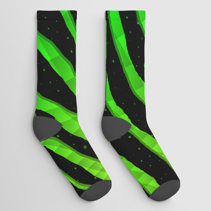 Ripped SpaceTime Stripes - Lime/Green Socks
