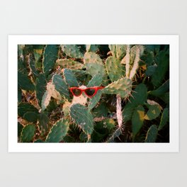 Red Sunglasses & Cactus  Art Print