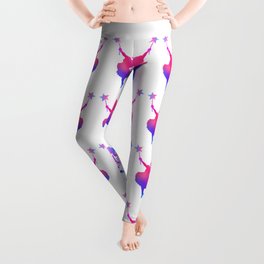 Pink to Blue Ombre Fairy Girl Silhouette Leggings