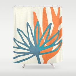 Mid Century Nature Print / Teal and Orange Shower Curtain
