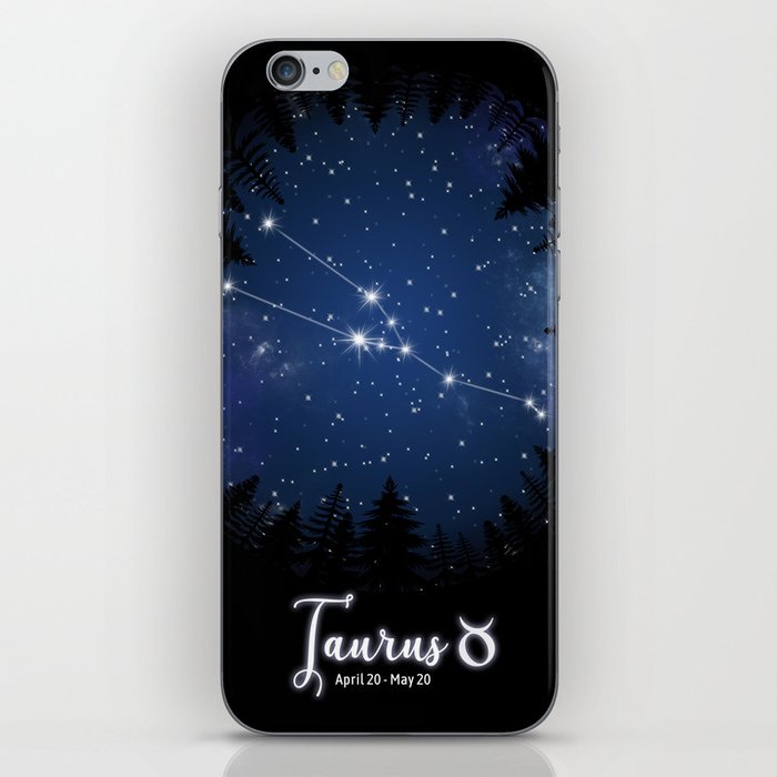 Zodiac Constellation - Taurus with trees iPhone Skin