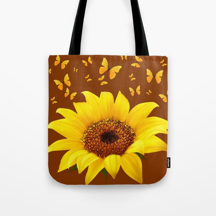 Coffee Brown Yellow Sunflower Erflies Tote Bag By Sharlesart Coffee Brown Yellow Sunflower Erflies Tote Bag By Sharlesart