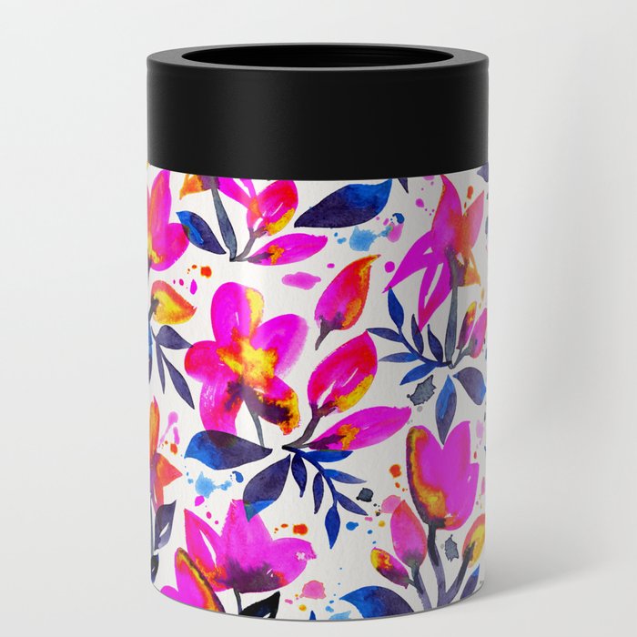 Flourishing Florals – Pink & Indigo Can Cooler