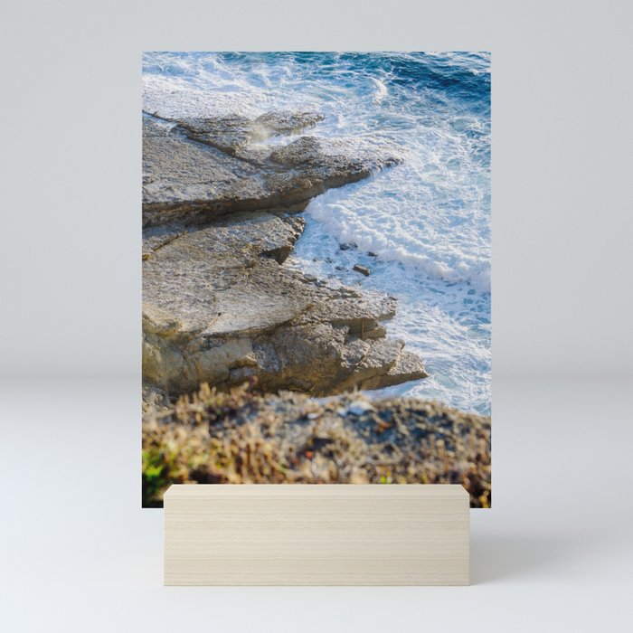 Serene Waves of the Atlantic Ocean at the Coast of Cabo Espichel, Portugal. Natural Colors.  Mini Art Print
