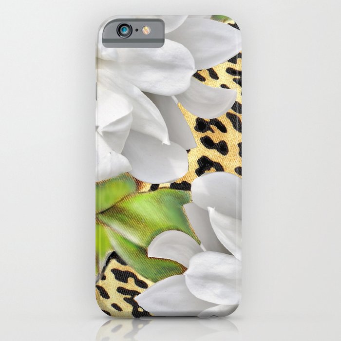 Magnolias on a Leopard Skin Pattern iPhone Case